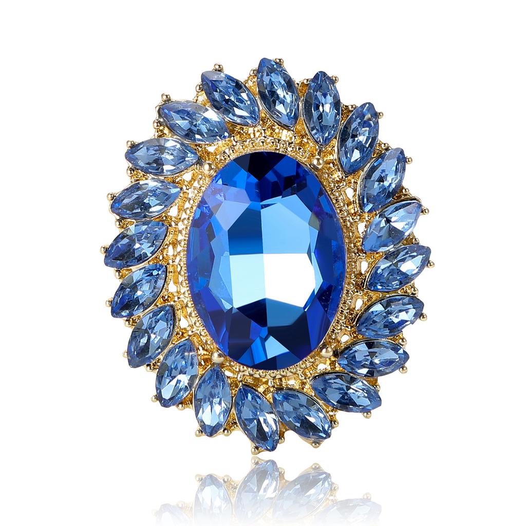 Broche Oval de Cristal con Girasol para Mujer Unisex Pines de Solapa Fiesta de Oficina Regalos para Amigos Accesorios