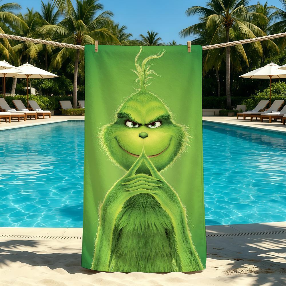 Towel For Outdoor Camping G-Grinch-Es Beach Towel Movie Super Absorbent Quick-Drying Classic Cartoon Summer Towel