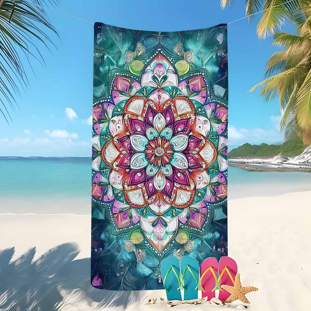 Ultra-Soft Mandala Beach Towel - Lightweight, Absorbent & Quick-Dry for Beach Camping & Travel Modern Cartoon Design,Beach Towel