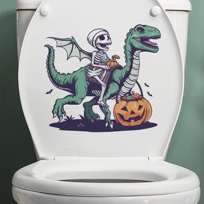 Fun-m175 Halloween Dinosaur Pumpkin Bathroom Home Decor Toilet Sticker
