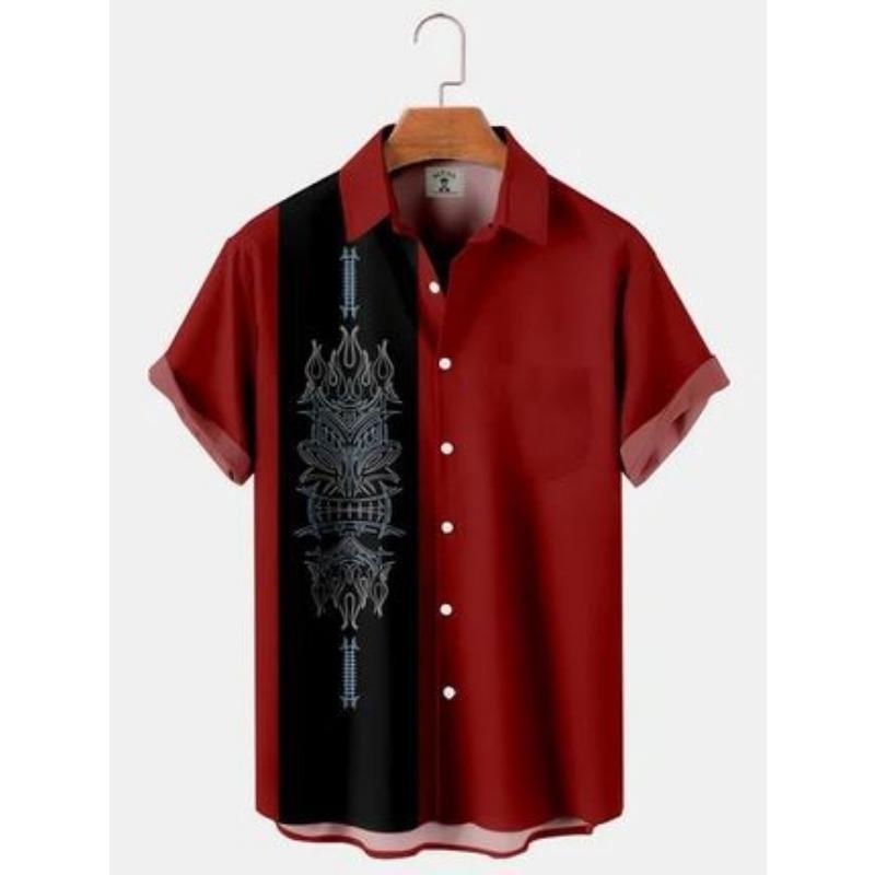 Men S Summer Short Sleeve Shirt 3d Print Striped Color Block Casual