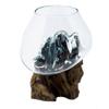 Melted Glass Bowl On Wood Stand