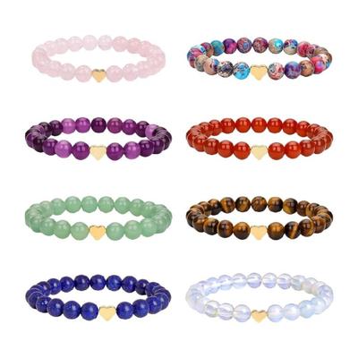 Polished Crystal Heart Shaped Beaded Stretch Bracelet Lightweight Jewelry For Day Night Wear