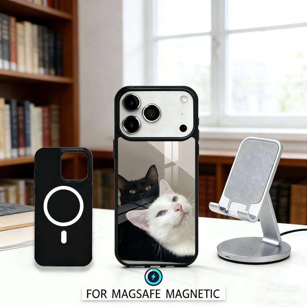 F-Fluffy and C-Cute Cat Phone Case Magnetic For iPhone17 16 15 14 13 12 Pro Max For Magsafe Wireless Charging Cover