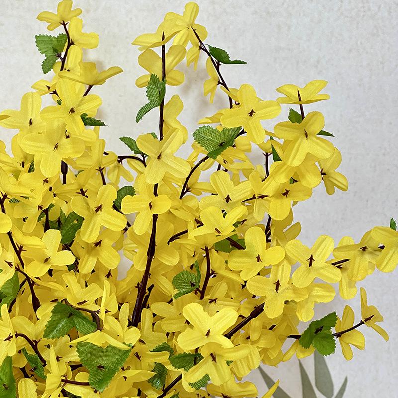 10pcs Simulated Silk 7 Forks Winter Jasmine Branch Wedding Decor Artificial Yellow Winters Jasmines Hotel Auditorium Decoration