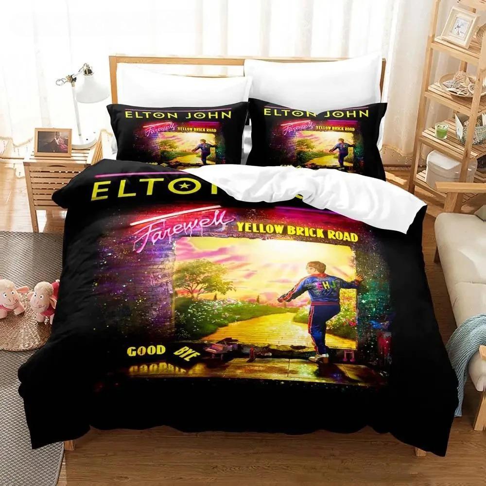 Elton John FAREWELL Yellow Brick Road Bedding Set Single Twin Full Queen King Size Bed Set Aldult Kid Bedroom Duvetcover Set