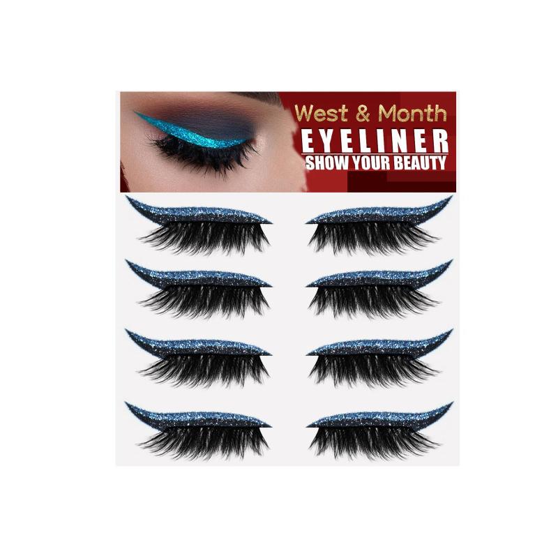 4Pair Eyeshadow Eyeliner Stickers False Eyelashes Waterproof Eyelash Liner Patches  Cat Eye Natural Look Eye Makeup
