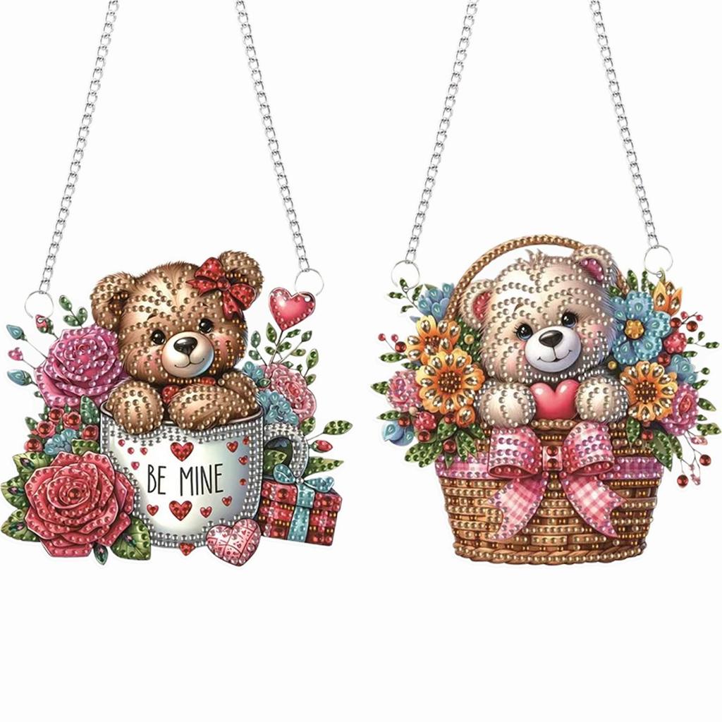 2pcs Animal 2D/Flat DIY Special Shape Rhinestone Diamond Art Window Pendants Diamond Painting Set DIY Home Decor Hanging Charm