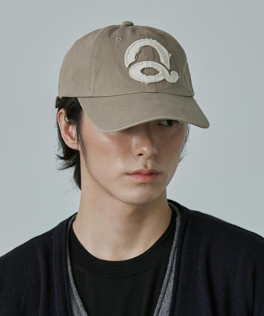 Kyuseu Washed Logo Ball Cap - Ash Beige/White