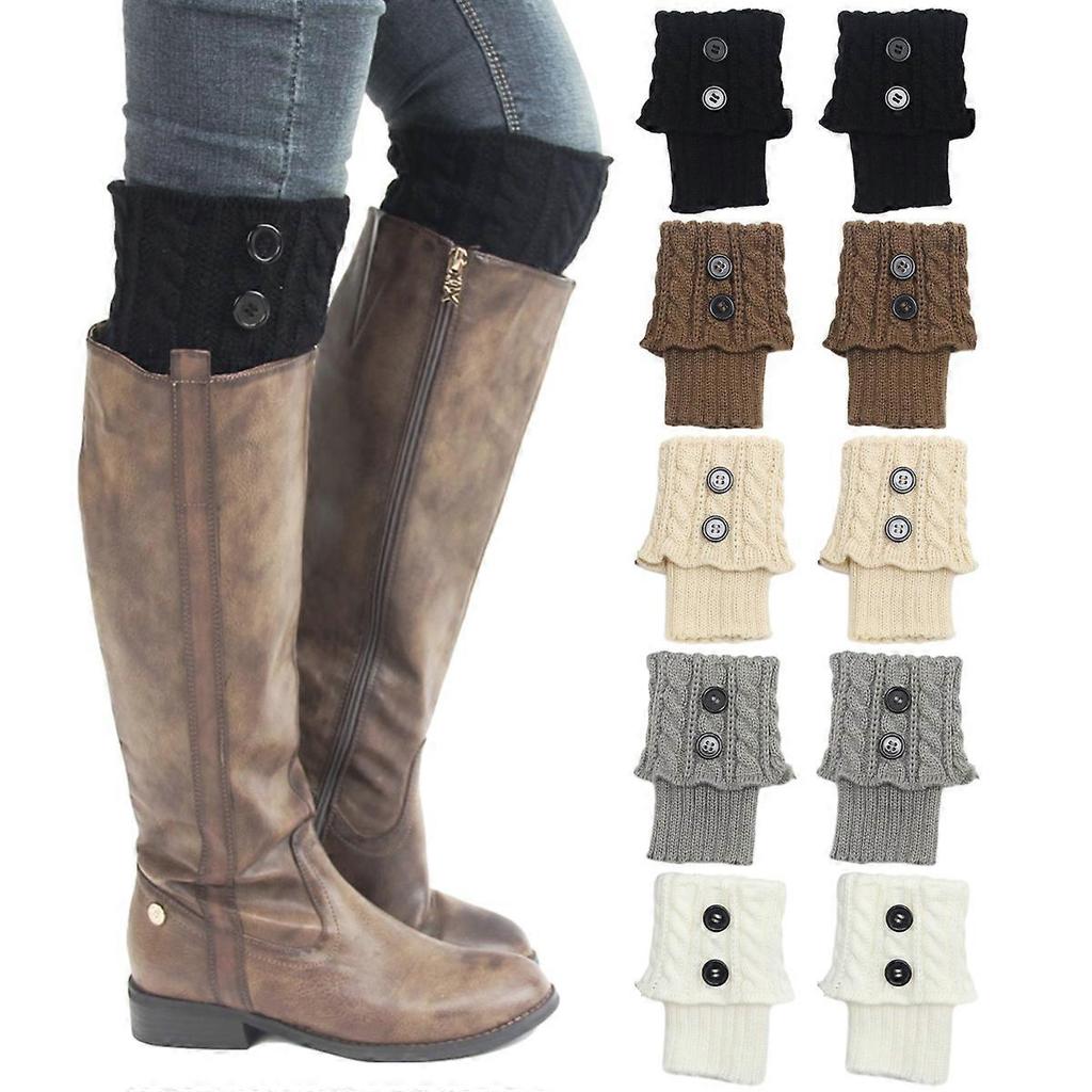 5 Pairs Winter Warm Boot Cuffs for Women, Crochet Knitted Boot Socks