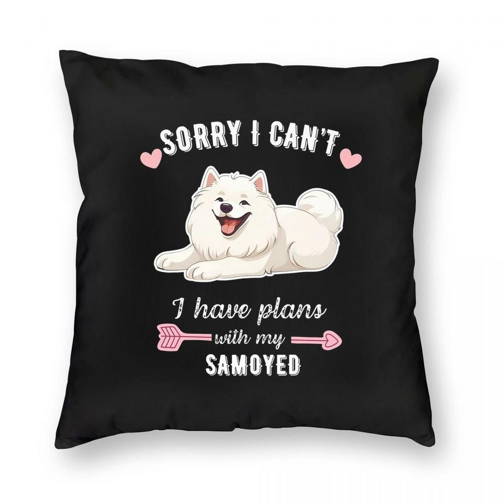 Samoyed Dog Wearing Halloween Witch Hat Square Pillowcase Pillow Cover Cushion Throw Pillow for Home Sofa Living Room
