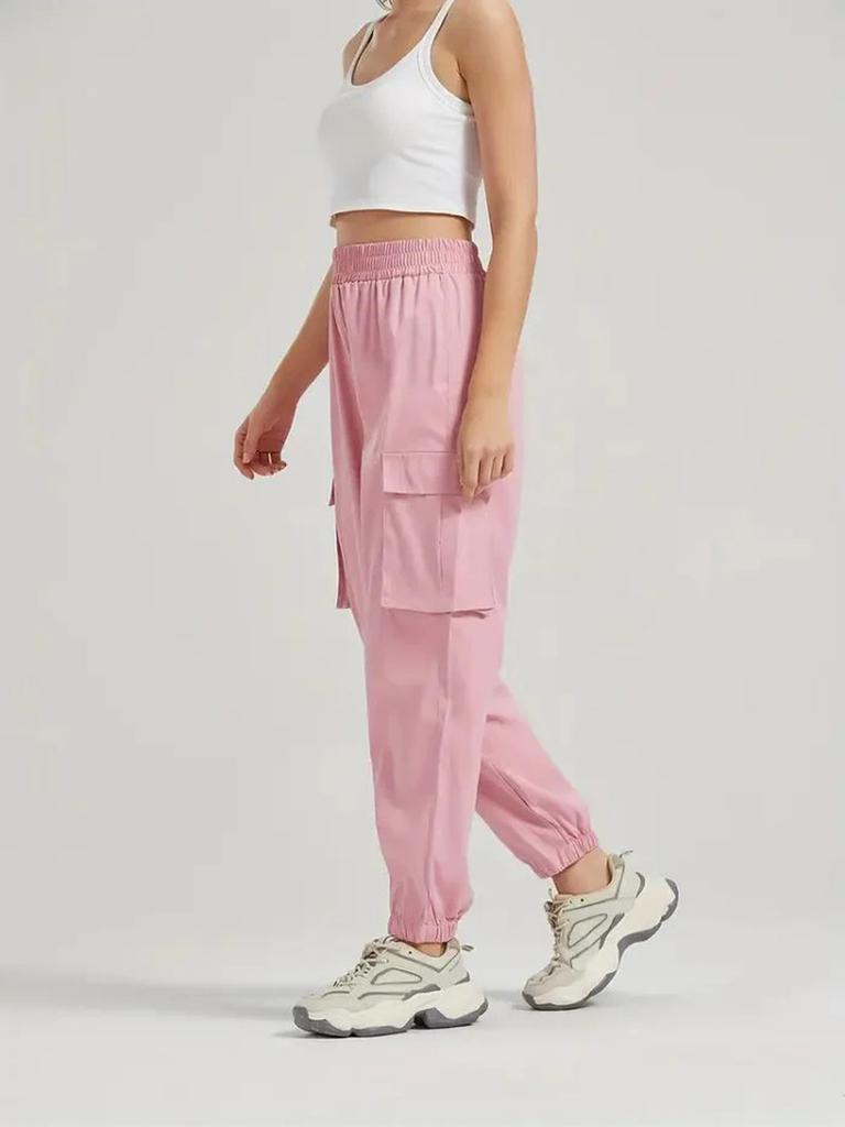 Spring Autumn New Women's Casual Workwear Loose Pocket Sports Pants with Elastic Cuff Long Leg Pants