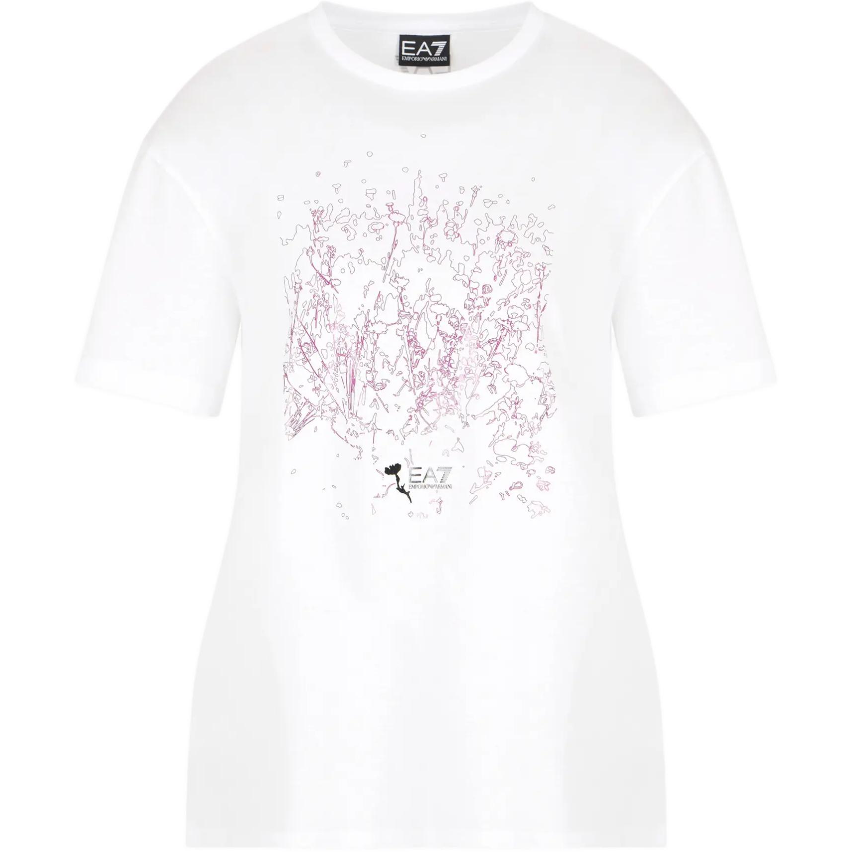 

Emporio Armani EA7 Logo Series Color Block Round Neck Printed Loose Cotton Fitness Training Short Sleeve T-Shirt Women tops 7W000188-AF10201-U0002 S