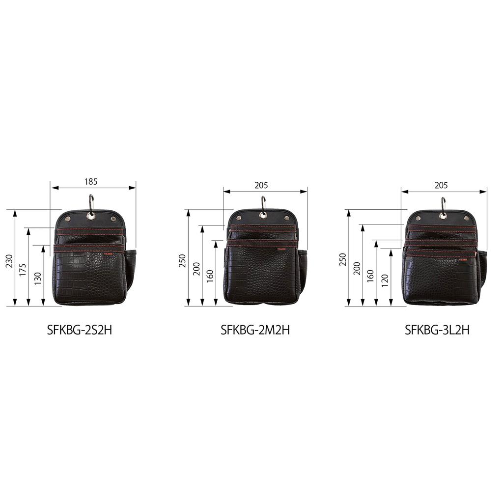 Tajima Sef Waist Bag 2-Tier, Croco Medium, SFKBG-2M2H
