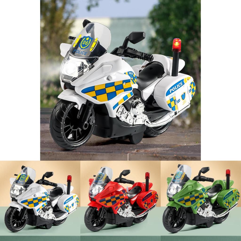 Police Motorcycle Toy With Flashing Lights And Inertial Motion For Kids Play