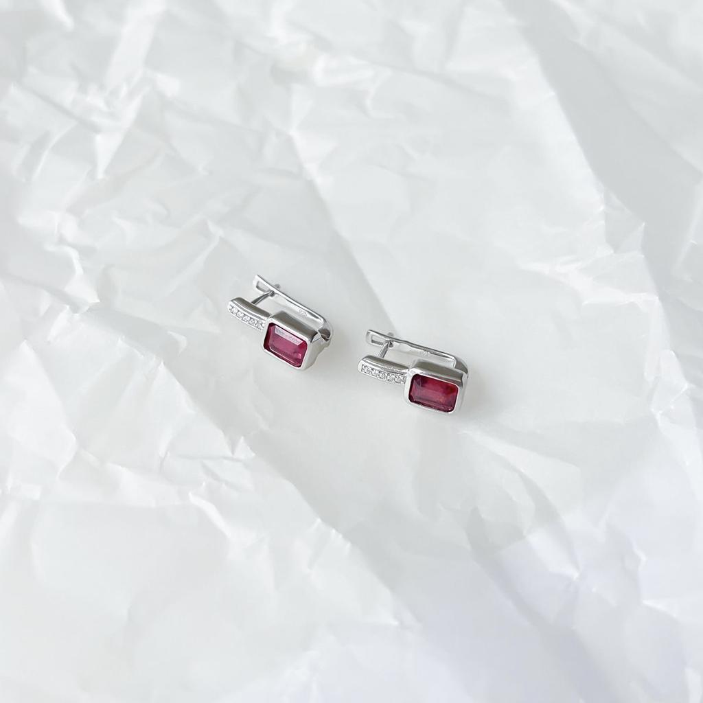 Silver Earrings with Natural Ruby ​​2.863ct (2152965)