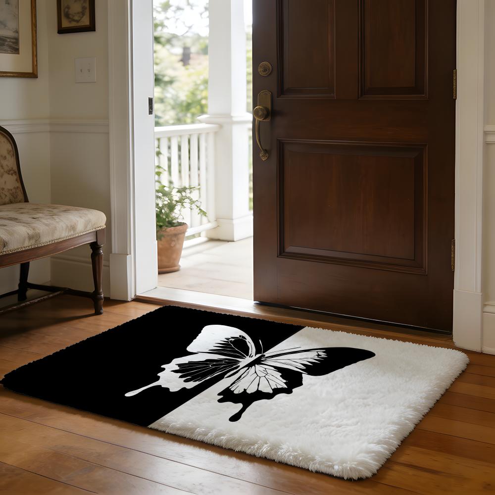 Butterflies And Moths Floor Mat Soft Flannel Absorbent Mat Non-Slip Rug Home Bedroom Bathroom