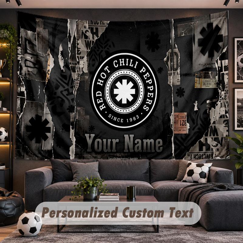 Wall Hanging Tapestry Custom NameRed Hot Chili Peppers Pattern Personalized Printed Fabric Wall Decor