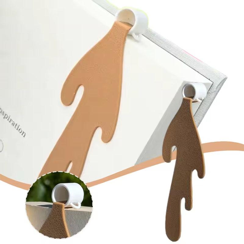 Funny Spilled Coffee Bookmark Corner Marker Gift for Kid Students Reading Bookmarks