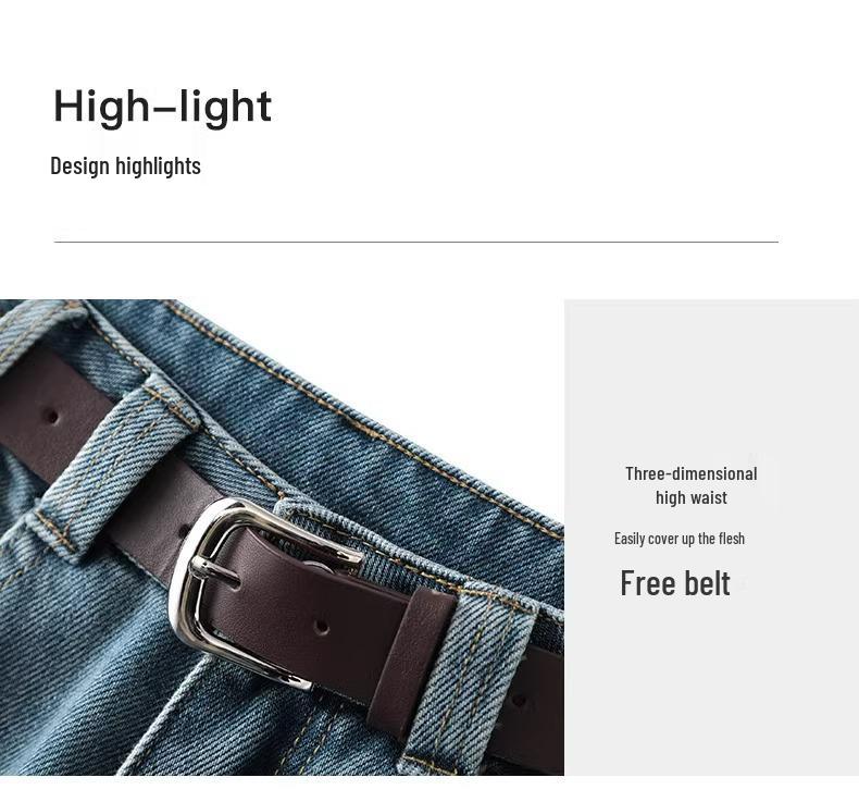 Women's Light Wide-Leg Jeans: Spring/Autumn 2025, Loose, Slimming, Trendy, Petite Nine-Point Straight-Leg Pants