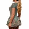 Women's Fashion Sexy Printing Short Sleeve Round Neck Bubble Hem  Dress