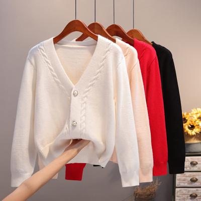New Autumn Winter Small Fresh Long Sleeve Sweater Women's Jacket Lazy Wind Chic Loose V-Neck Knitted Cardigan Women