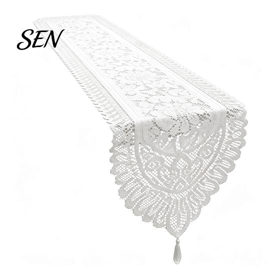 Washable Table Runner Retro Floral Lace Runner, Boho Rustic Embroidery Tablecloth, Festive Cover for Christmas Wedding Bridal Baby Shower Party