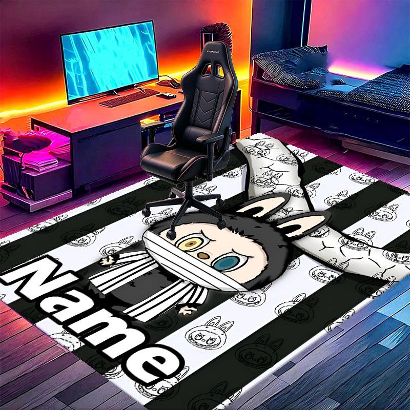 Custom Name Personalized Labubu Print Carpet, Versatile Home Decor Rug, for Playroom, Apartment, Balcony, Entryway, Hallway Gift