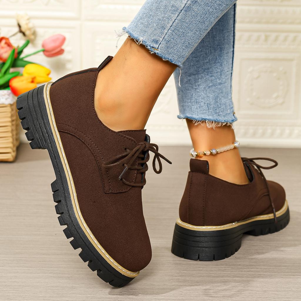 Woman Spring Autumn New British Style Flats Comfortable Low Heel Slip On Shoes Ladies Solid Color Platform Loafers Shoes