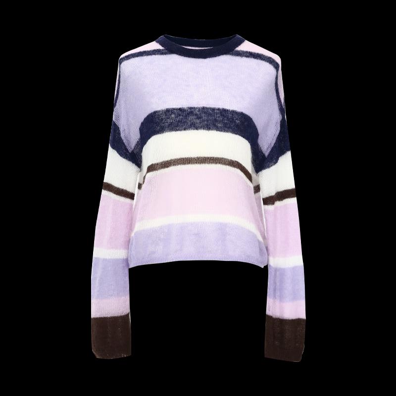 Women's Relaxed Color-Block Striped Knit Sweater