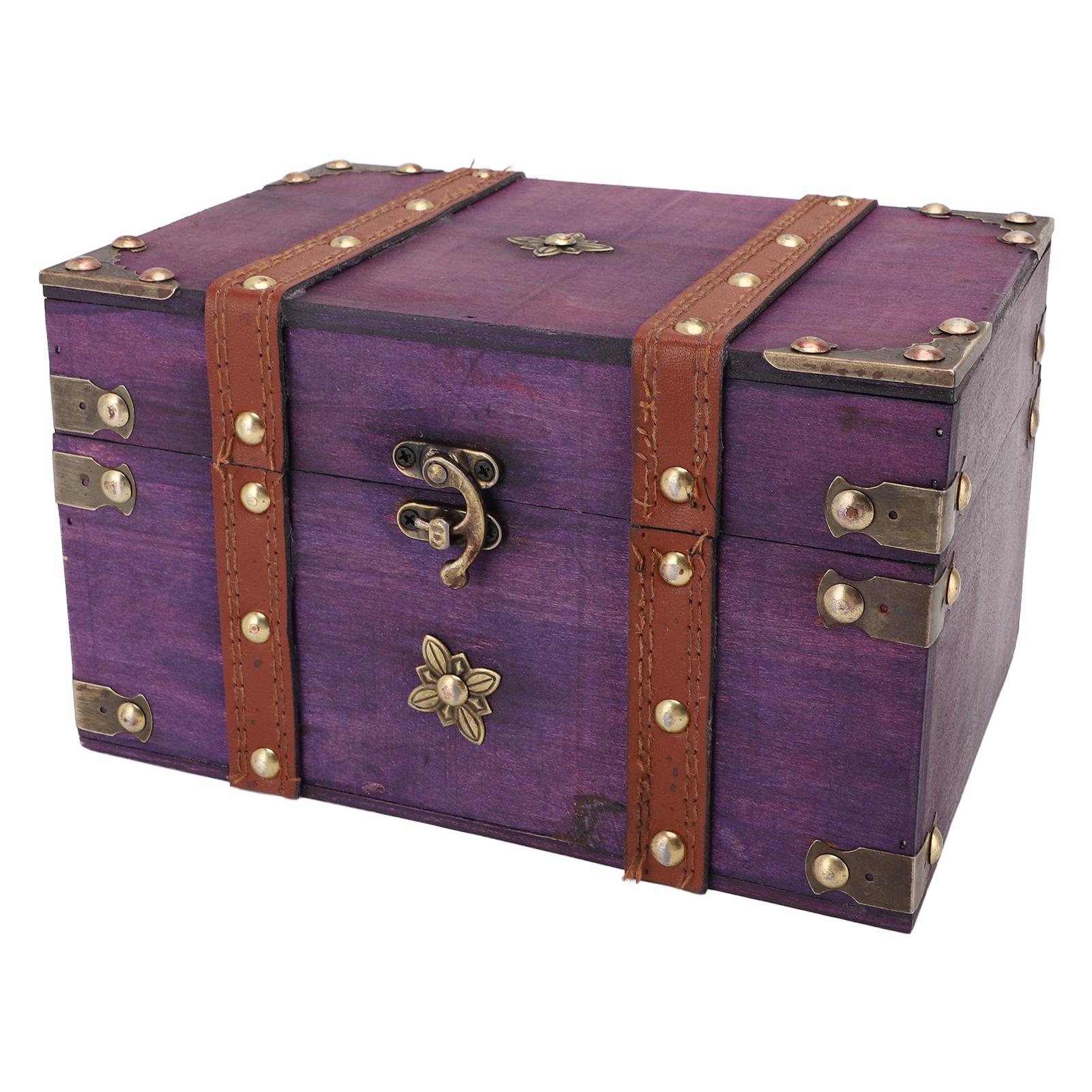 

Vintage Trsure Chest Box Wooden Retro Jewelry Storage Box Decorative Trsure Chest for Home Bedroom Decor