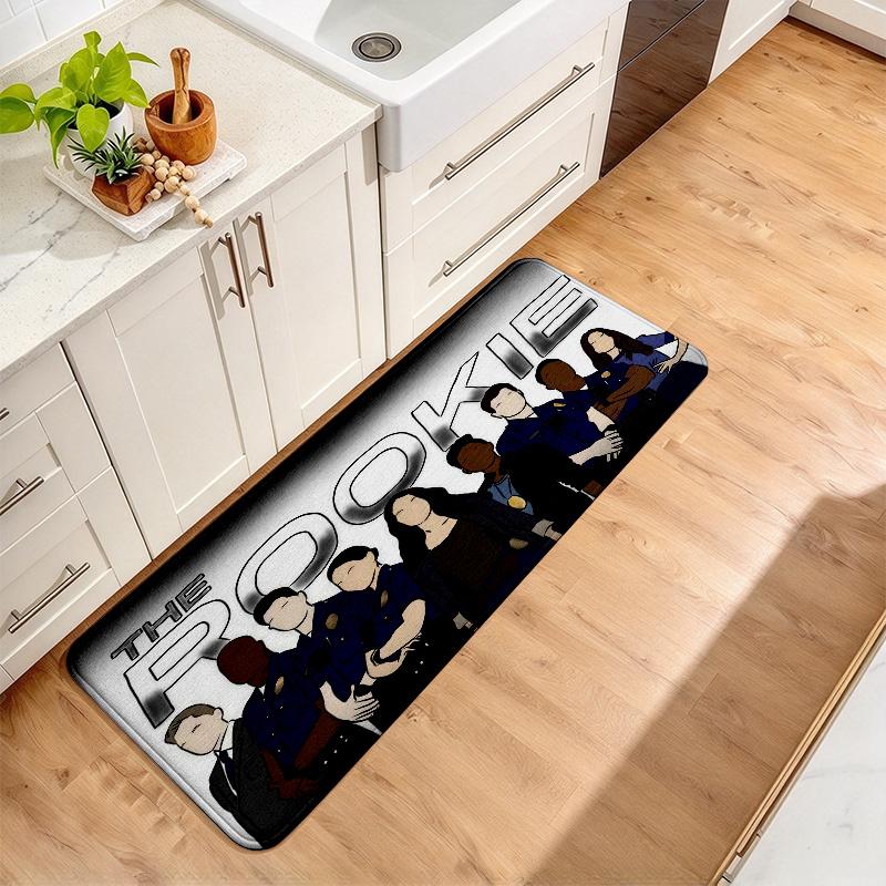 The Rookie Print Flannel Kitchen Mat Christmas Soft Area Rug Non Slip Floor Carpet Home Decoration