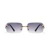 Ruiao  rimless sunglasses UV400 fashion square metal glasses for men women designer man's brand sun shades for outdoor
