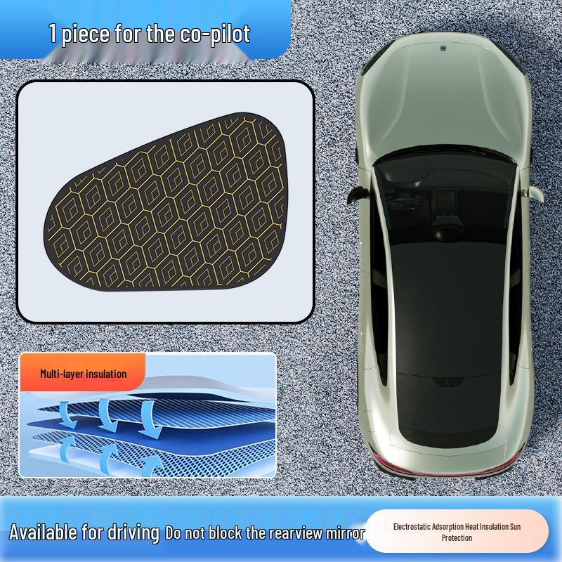 Car Sunshade Heat Insulation Curtains - Opaque Electrostatic Sun Visor