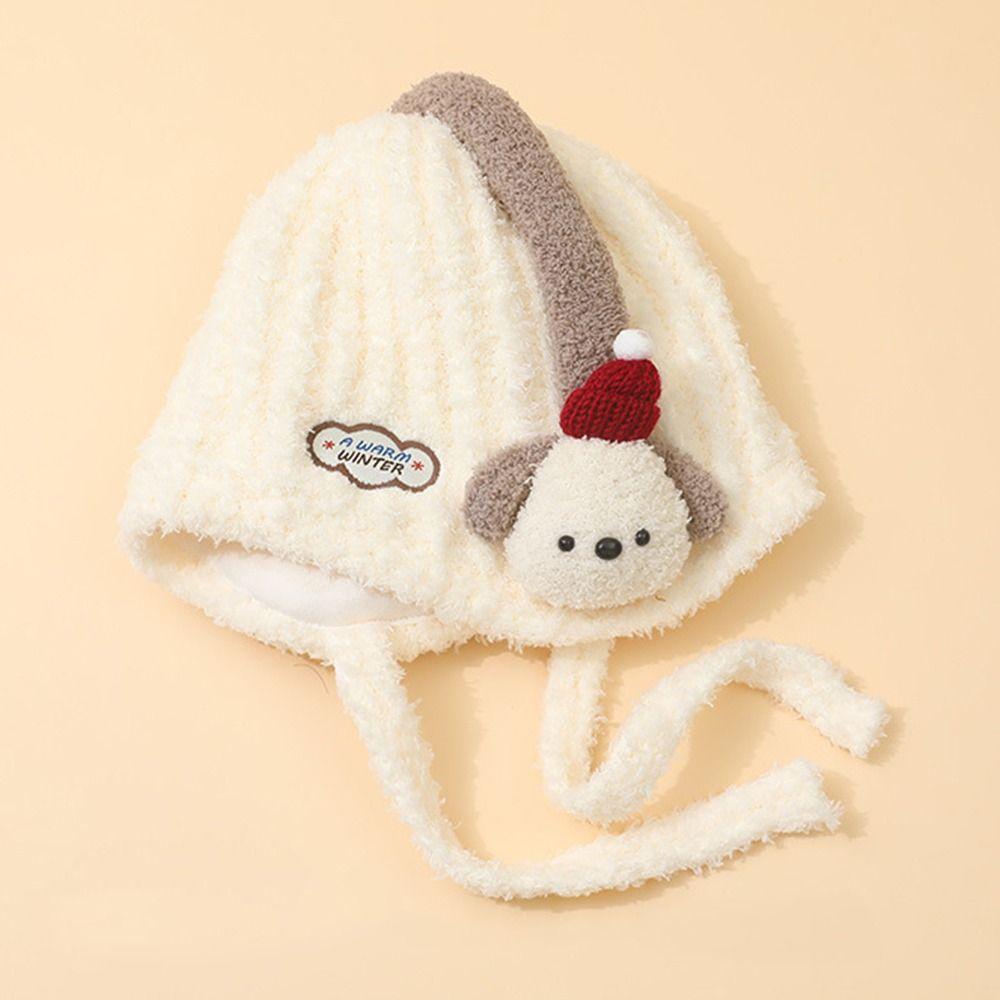 Animal Pattern Children's Plush Knitted Hat Cartoon Cute Kids Earflap Cap Infant Wear