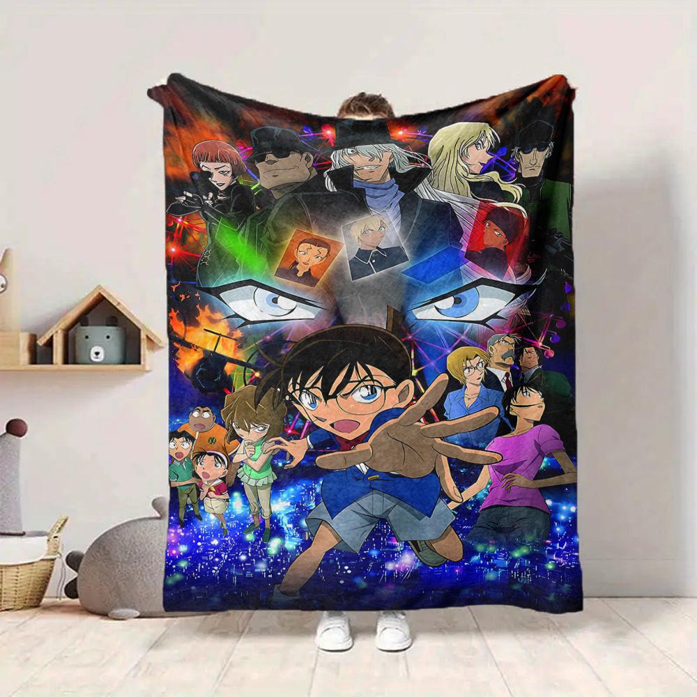 1pc Detective Conan Cozy Print Blanket Lightweight Warm Flannel Throw Blanket For Sofa, Bed, Living Room