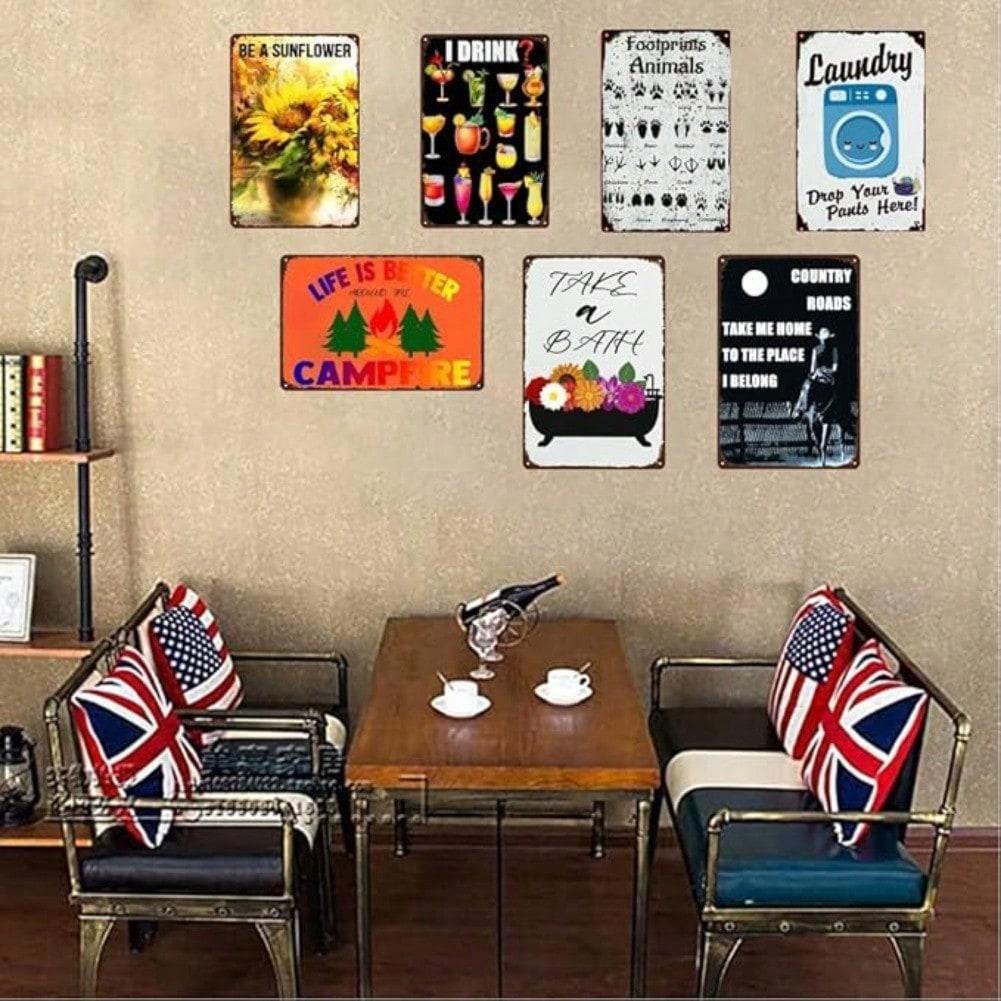 Vintage Metal Egg Sign Rustic Farmhouse Wall Decor for Kitchen Bathroom Bedroom