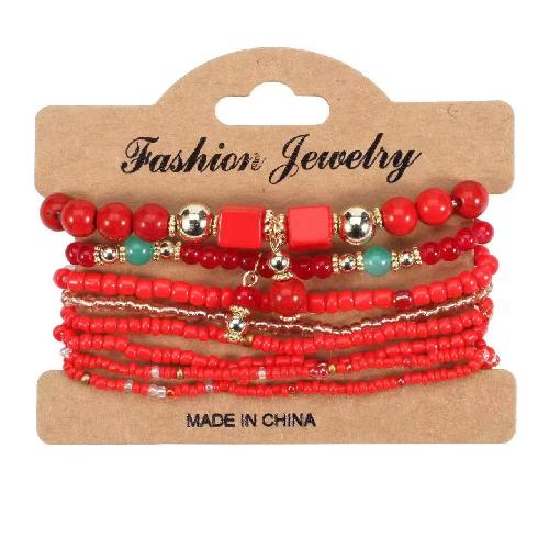 European American Fashion Bohemian Layered Beaded Bracelets Elastic Ethnic Bracelets for Women Female Bangle Bracelet
