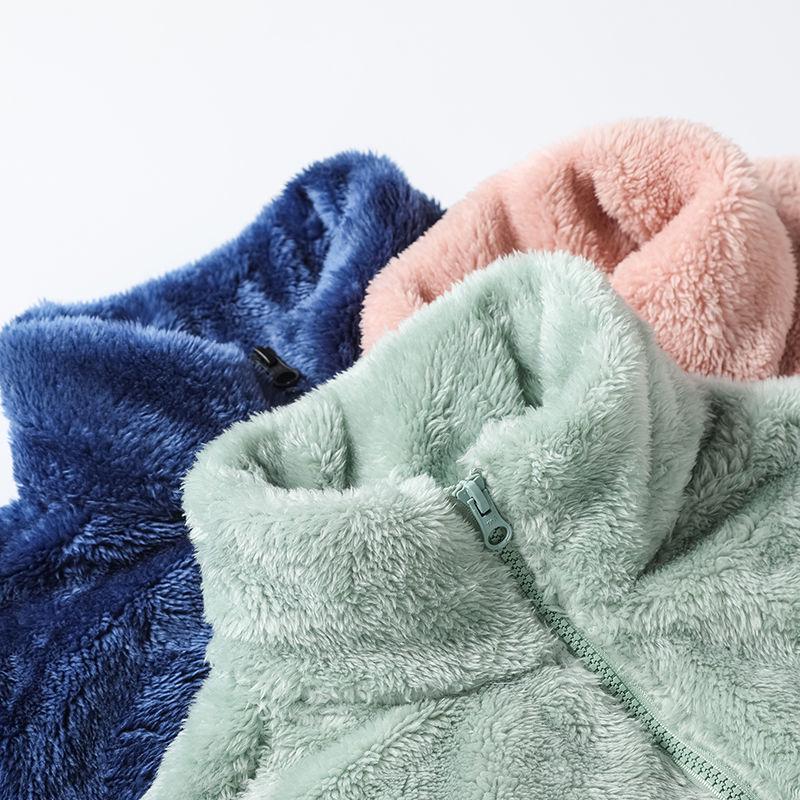 Unisex Polar Fleece Jacket: Double-Sided Thick Cardigan for Outdoor Use in Spring, Autumn, and Winter.