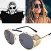 Retro Steampunk Round Metal Sunglasses Men Women Flip Classic Metal Frame Shades Glasses Non-polarized