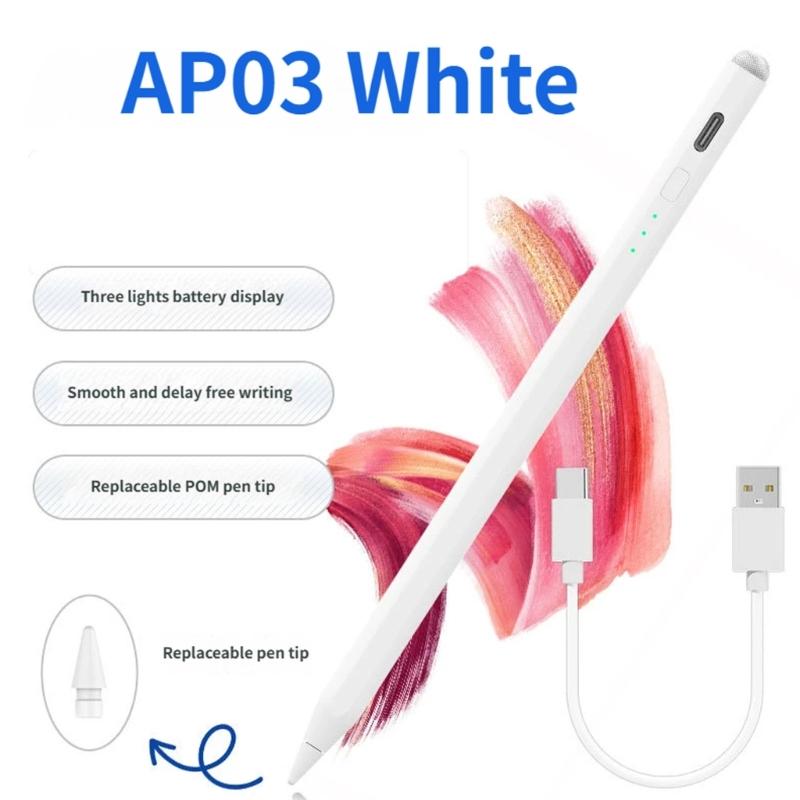 Magnetic Capacitive Writing with 2 In 1 Tip Rechargeable Active Pen for Pencil Compatible Devices & Touch Screens