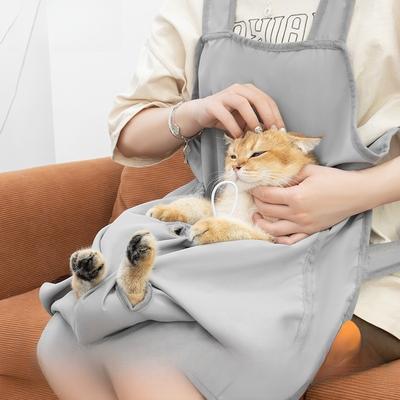 Light Summer Anti Hair Cat Holding Apron with Foot Outlets Breathable Soft Pet Grooming Apron for Indoor Cat Interaction