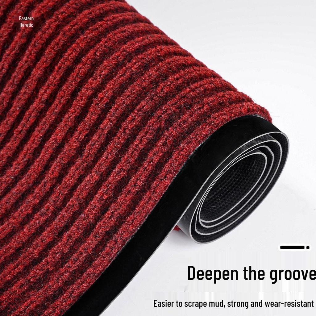Anti-slip Striped Entrance Door Mat for Home or Office - Water Absorbent & Dust Removing Carpet