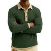 Men's Quilted Knit Color,blocked Pullover Button,down Top