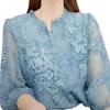 2026 Spring/Summer Women's Long Sleeve Lace Chiffon Shirt - Elegant and Slimming Design