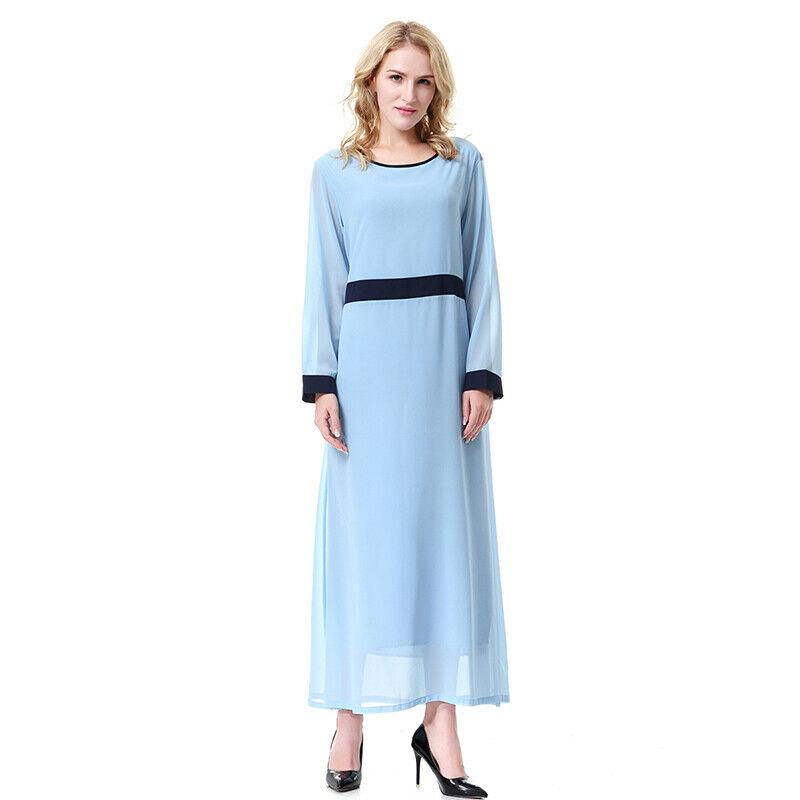 Muslim Arab Islamic Middle East Ethnic Solid Print Long Sleeve Dress Randolly Womens Dresses Muslim Arab Islamic Middle East Ethnic Solid Print Long Sleeve Dress Randolly Womens Dresses