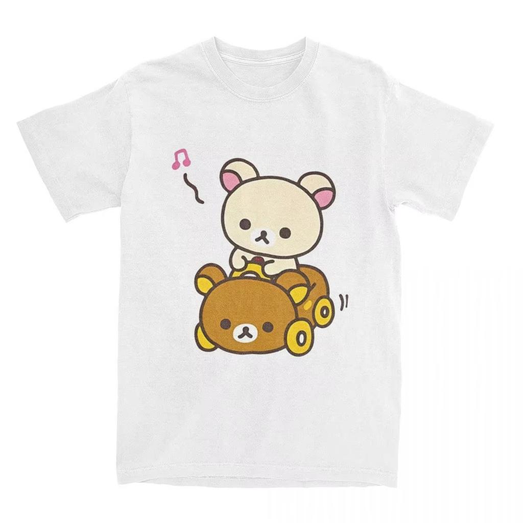 2026 New Car Drive Rilakkuma T-Shirt for Men's Clothing Women's Hipster Cotton T-Shirt O Neck Summer Short Sleeve T Shirt
