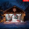 1 pieza de tela de fondo de pancarta navideña plana 2D, diseño de árbol de Navidad y regalo, decoración navideña, no requiere energía——sjs