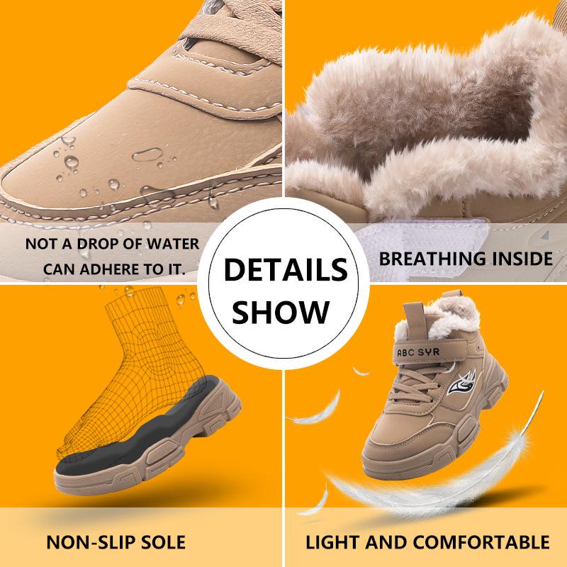 Kids' Winter Non-Slip Cotton Martin Boots - Fleece Lined, Thickened, Plus Size, Warm Snow Boots for Boys & Girls