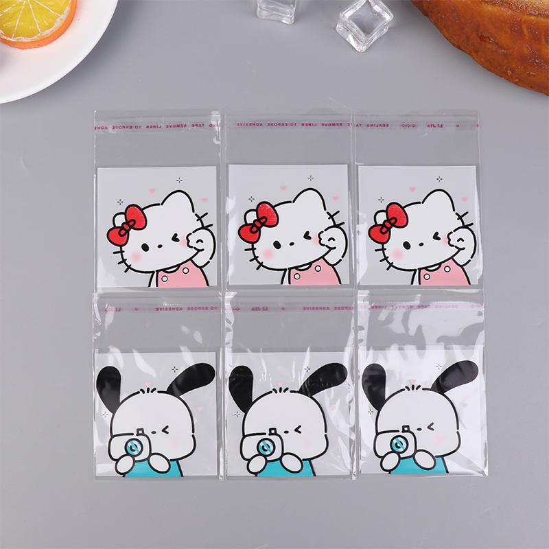 100Pcs Cute Hello Kitty Pochacco Transparent Ziplock Bag Waterproof Packing Bags Candy Biscuit Self Sealing Bag Gift Bag